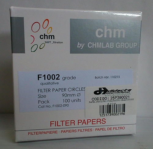 Papel de Filtro Cualitativo Grado F1002 Diámetro: 9.0 cm CHMLab F1002-090