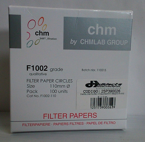 Papel de Filtro Cualitativo Grado F1002 Diámetro: 11.0 cm CHMLab F1002-110
