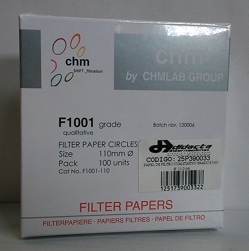 Papel de Filtro Cualitativo Grado F1001 Diámetro: 11.0 cm ChmLab F1001-110