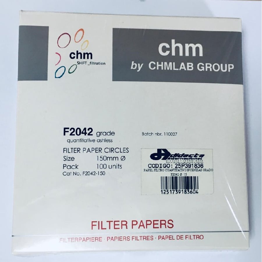 Papel filtro cuantitativo sin cenizas Grado F2042 Ø 15cm CHMLAB F2042-150
