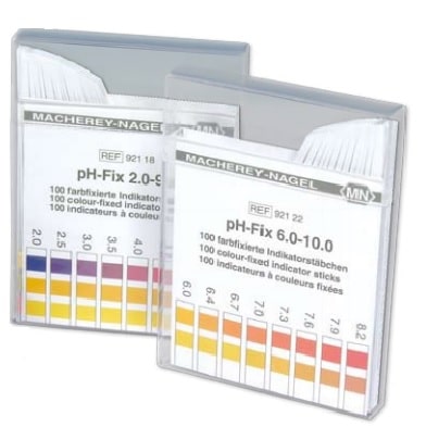 Papel para pH Rango 0,2 – 9,0 APREC: 0.5. Caja X 100 Tiras MACHEREY- NAGEL M-N 92118