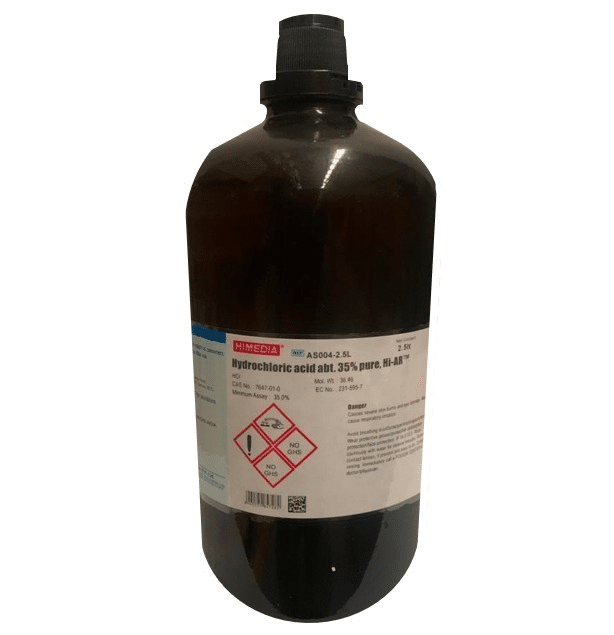 Ácido clorhídrico Al 35% Grado A.R. 2.5 L HiMEDIA AS004
